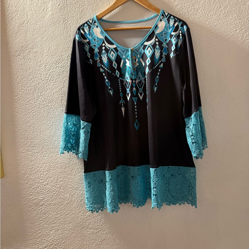 Chic Black and Blue Women's Tunic